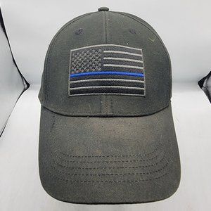 Maverix Hats Thin Blue Line American Flag Hat Adjustable Black Baseball Cap